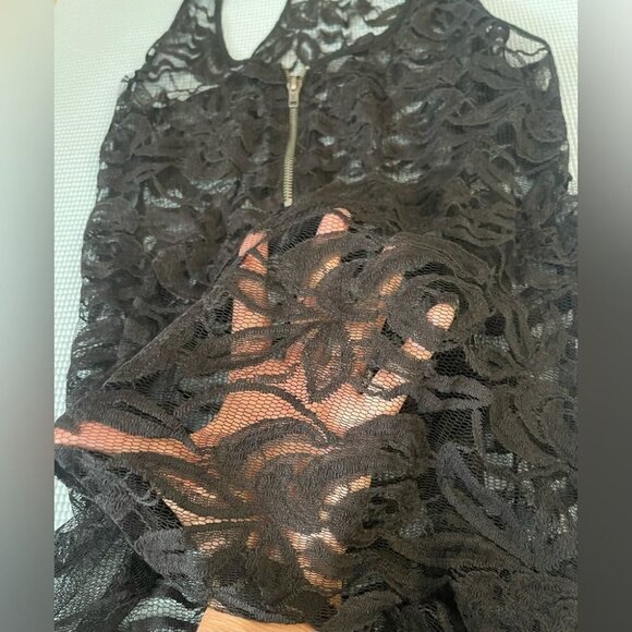 BB Dakota Black Sheer Lace Medium dressy Shirt​​ - Picture 2 of 5